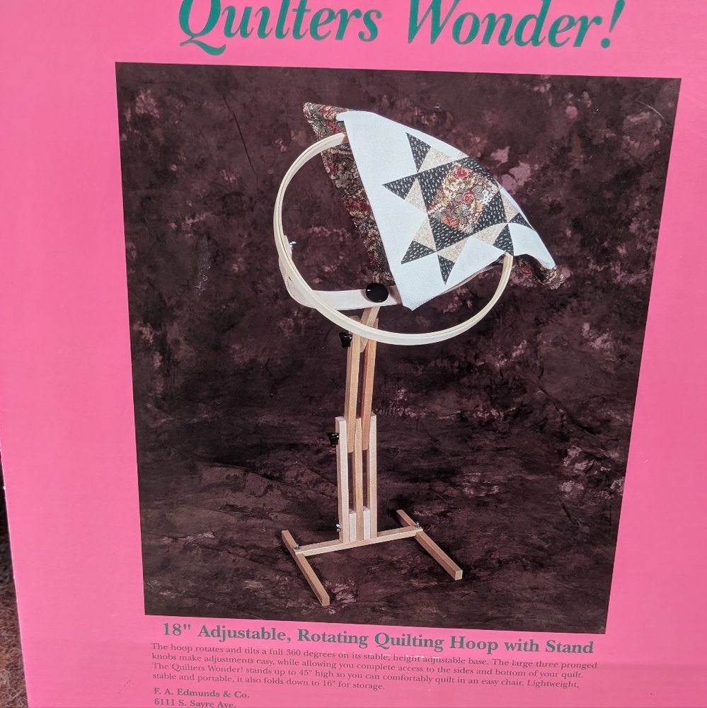 Quilters Wonder New in Box  18" Adjustable Rotating Quilting Hoop with Stand
